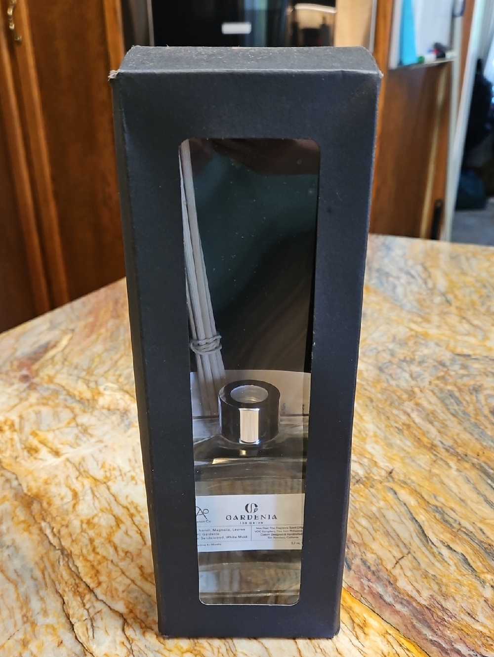 GARDENIA Reed Diffuser in Black Box NEW